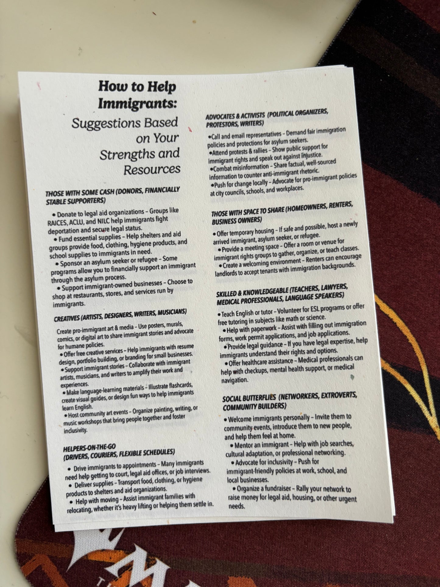 How to Help Immigrants Mini Flyers